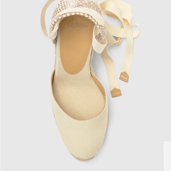 Castaner Lace Up Classic Organic Cotton Jute Cream Espadrille Wedge Sandals 7.5 - Picture 6 of 16